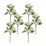 Hydrangea Branch (Set Of 6) 32"H Polyester, White, Green, Brown