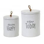 Canister (Set Of 2) 5.75"H, 7.25"H Stoneware