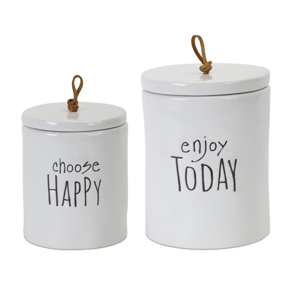 Canister (Set Of 2) 5.75"H, 7.25"H Stoneware