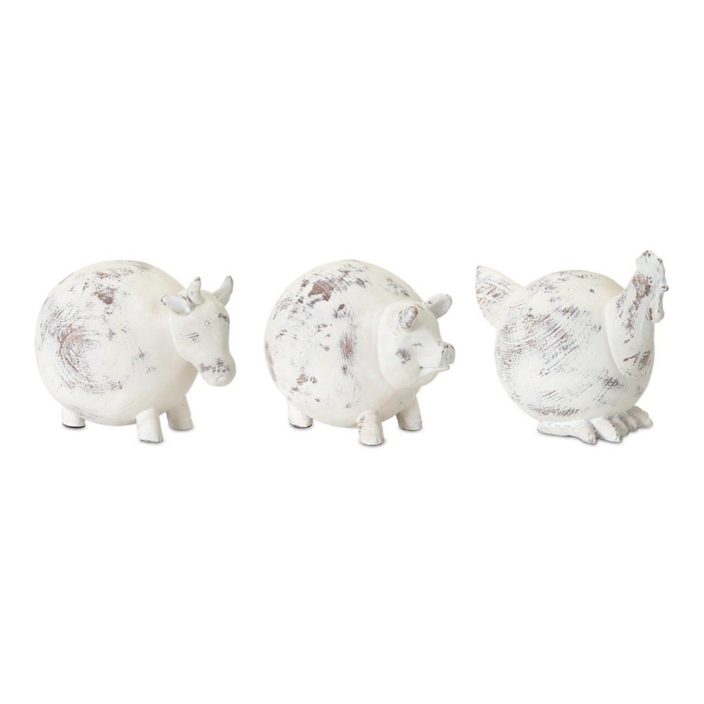 Farm Animal (Set Of 3) 4.5"H Resin/Stone Powder