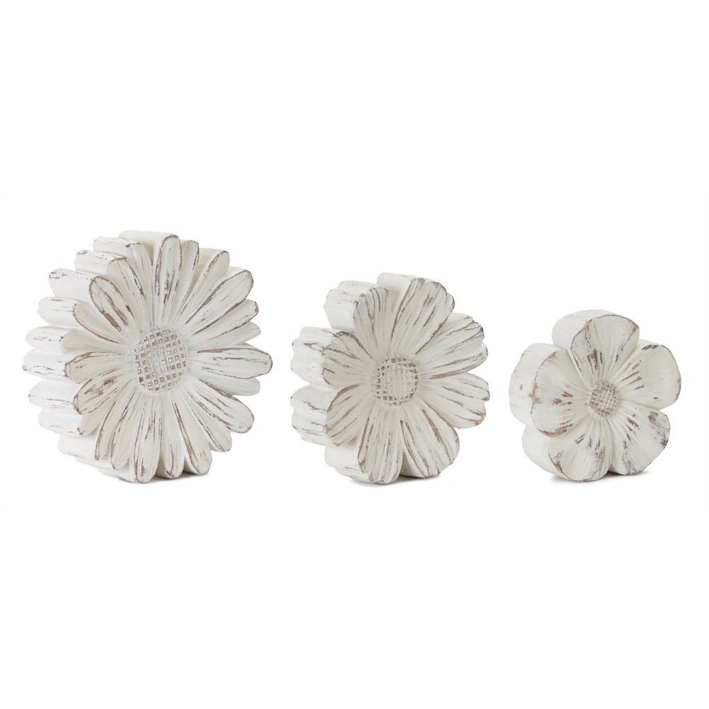 Flower (Set Of 3)5"H, 6"H, 7"H Resin/Stone Powder