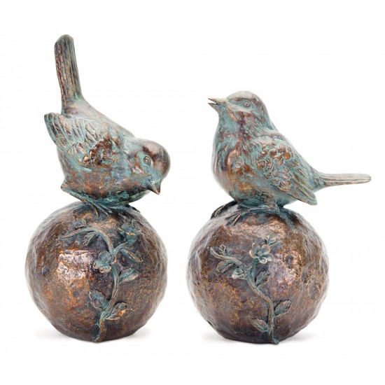 Bird/Orb (Set Of 2) 8.5"H, 10.5"H Resin