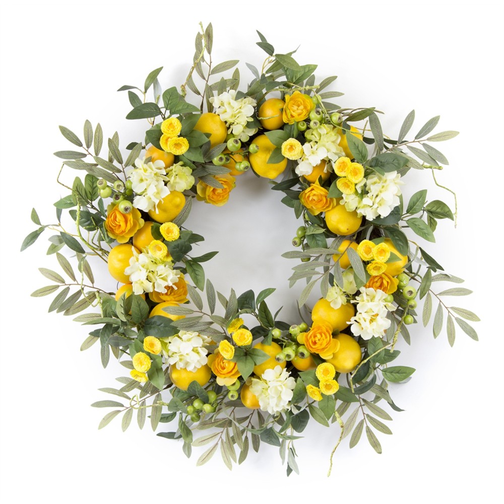 Lemon/Floral Wreath 28"D Foam/Plastic