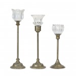 Candle Holder (Set Of 3) 18.5"H, 22.25"H, 24"H Metal/Glass