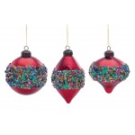 Ornament (Set Of 6) 5"H, 5.25"H, 6"H Glass, Red, Green