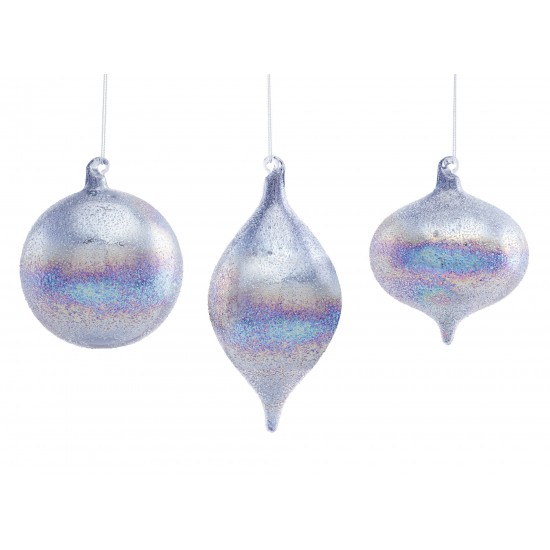 Ornament (Set Of 6) 4.5"H, 4.75"H, 6.75"H Glass