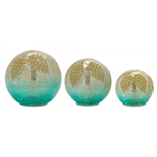 Orb (Set Of 3) 4.5"D, 6"D, 7"D Glass 3Aaa Or 3Aa Batteries, Not Included