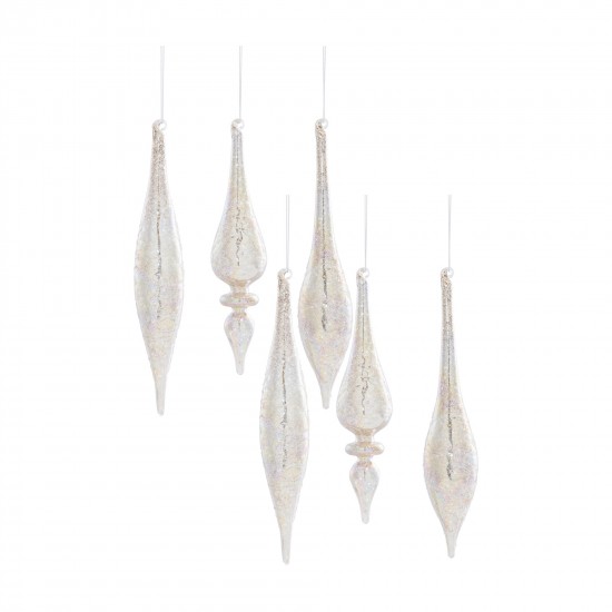 Drop Ornament (Set Of 6) 9"H, 10"H, 10.25"H Glass