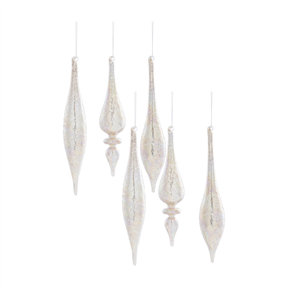 Drop Ornament (Set Of 6) 9"H, 10"H, 10.25"H Glass