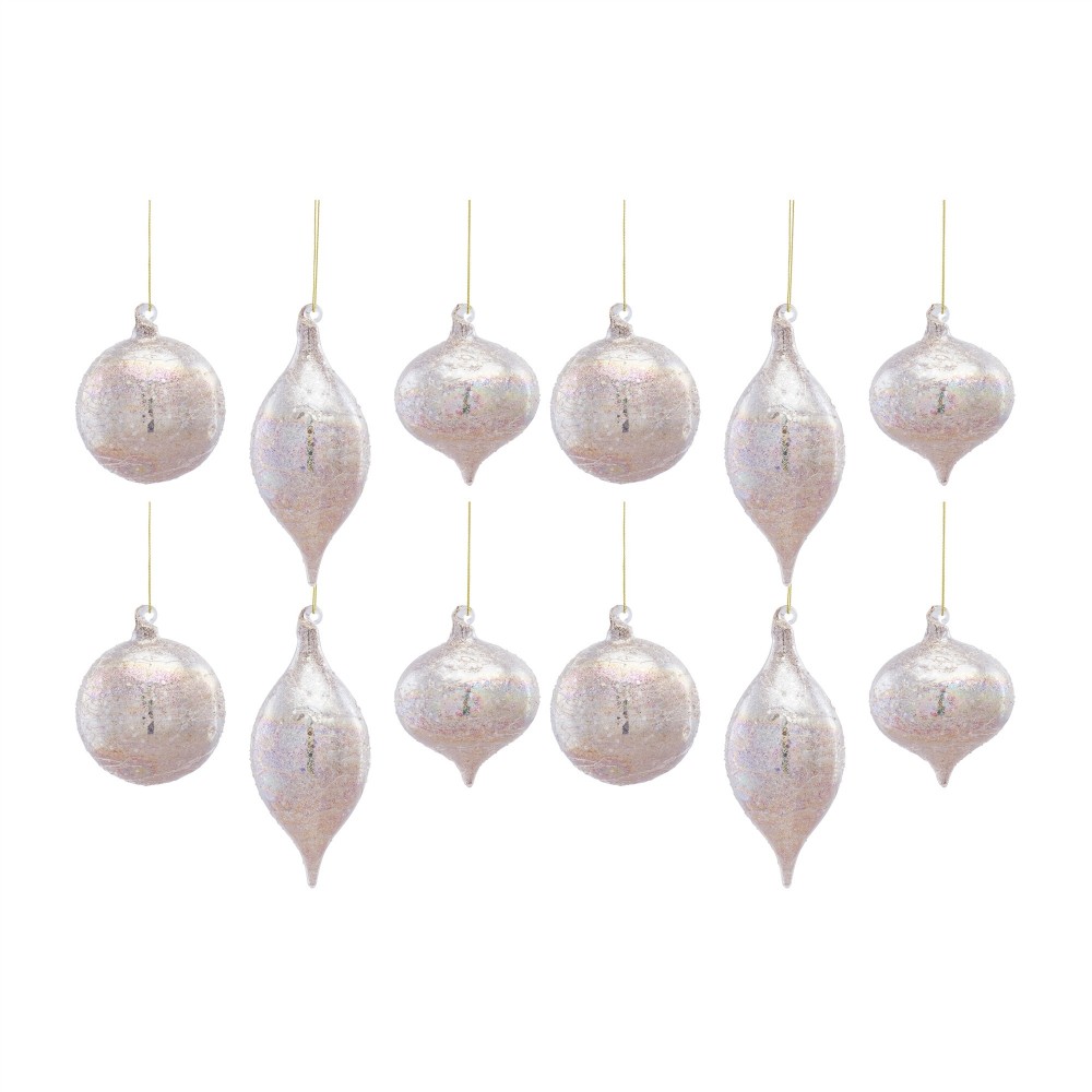 Ornament (Set Of 12) 4.25"H, 4.25"H, 6.5"H Glass