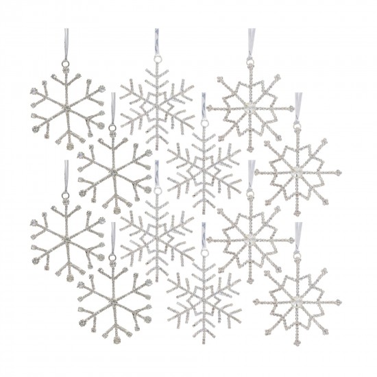 Jewel Snowflake (Set Of 12) 3.5"H Iron/Glass