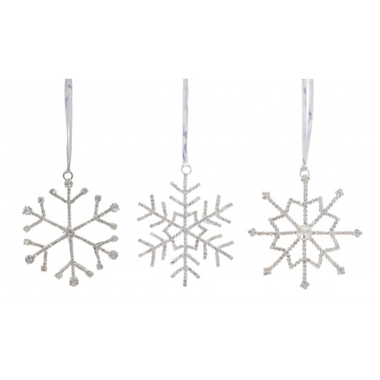 Jewel Snowflake (Set Of 12) 3.5"H Iron/Glass