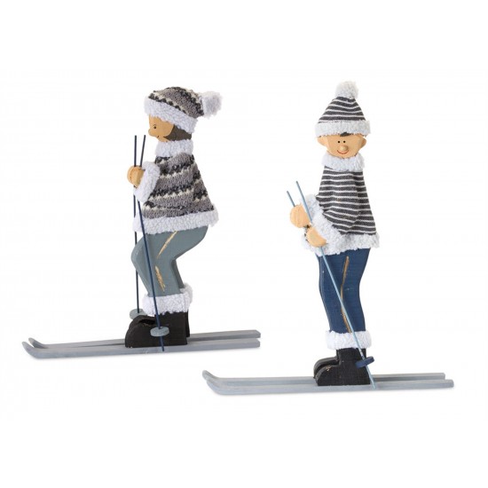 Ski Couple (Set Of 2) 20.25"H Wood