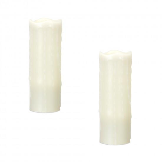 Led Wax Dripping Candle 3" x 9"H (Set Of 2) With Remote