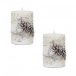 Led Birch Candle 3.5"D x 5"H (Set Of 2) With Remote