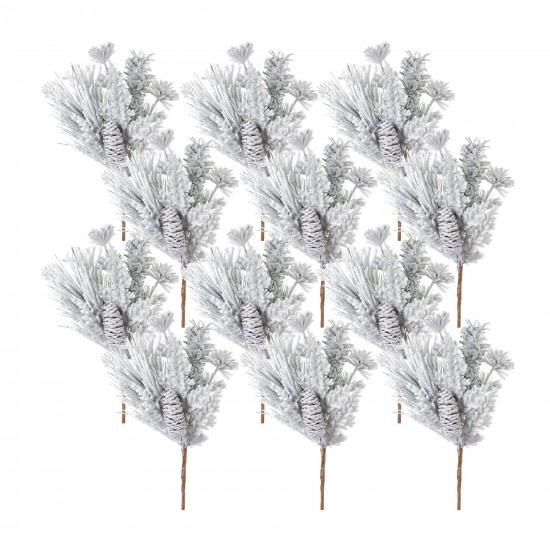 Snowy Mixed Pine Pick 16"H (Set Of 12) Pvc