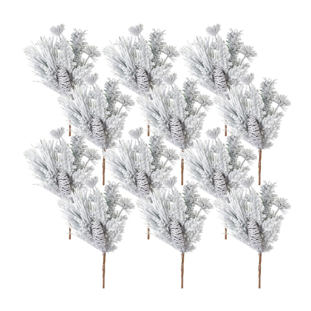 Snowy Mixed Pine Pick 16"H (Set Of 12) Pvc