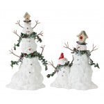 Snowman (Set Of 2) 9.25"H, 12.25"H Terra Cotta