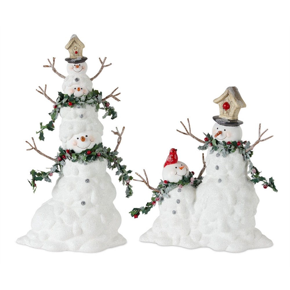 Snowman (Set Of 2) 9.25"H, 12.25"H Terra Cotta