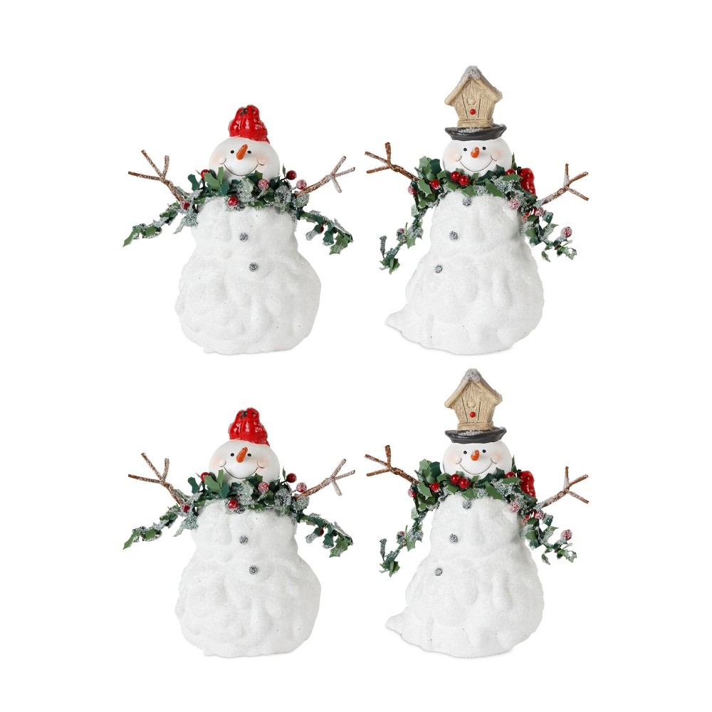 Snowman (Set Of 4) 5.5"H, 6.5"H Terra Cotta