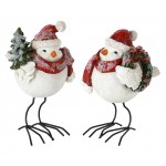 Bird W/Santa Hat (Set Of 4) 6"H Resin