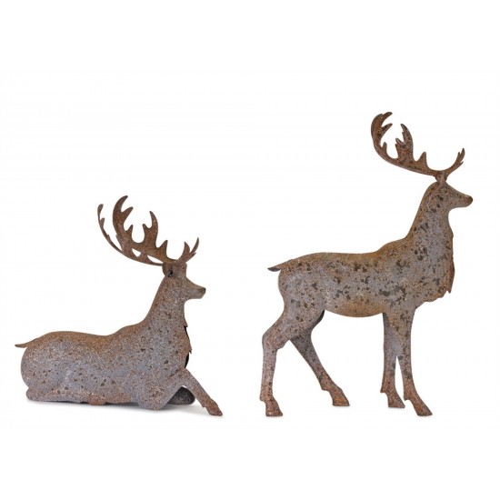 Deer (Set Of 2) 16.25"L x 15"H, 14"L x 22"H Metal