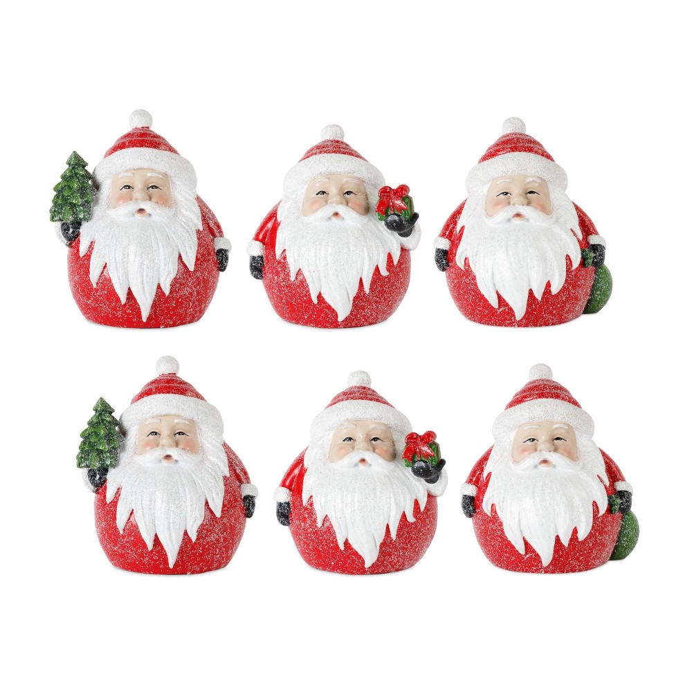 Santa (Set Of 6) 5"H Resin