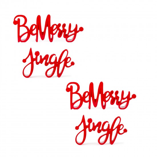 Be Merry And Jingle Sign (Set Of 4) 9.5"L x 5.5"H, 12.75"L x 5"H Resin