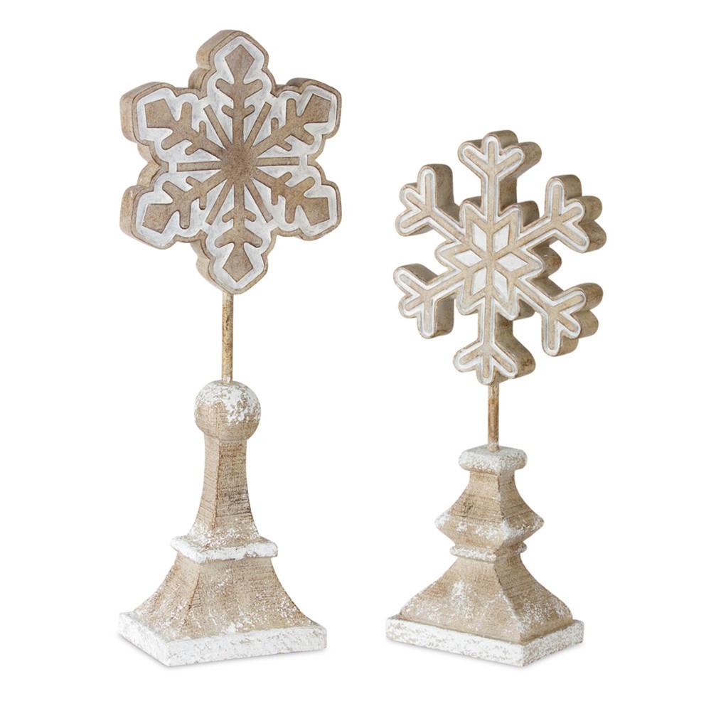 Snowflake On Spool (Set Of 2) 14"H, 17.5"H Resin