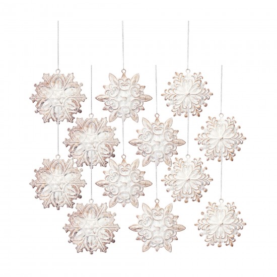 Snowflake Ornament (Set Of 12) 3.25"H Resin