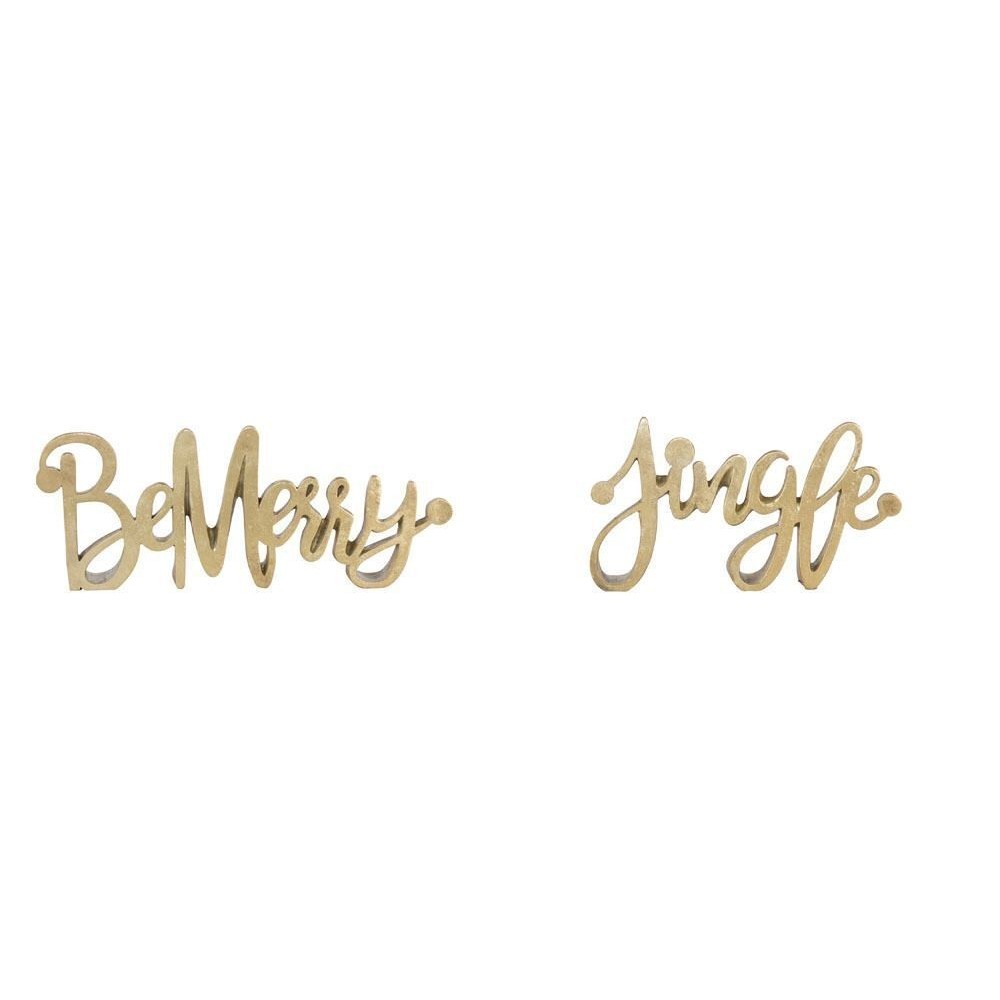 Be Merry And Jingle Sign (Set Of 4) 9.5"L x 5.5"H, 12"L x 5"H Resin