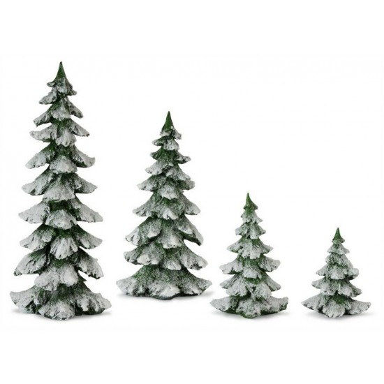 Tree (Set Of 4) 6.5"H, 9"H, 13.25"H, 18"H Resin, Green, White