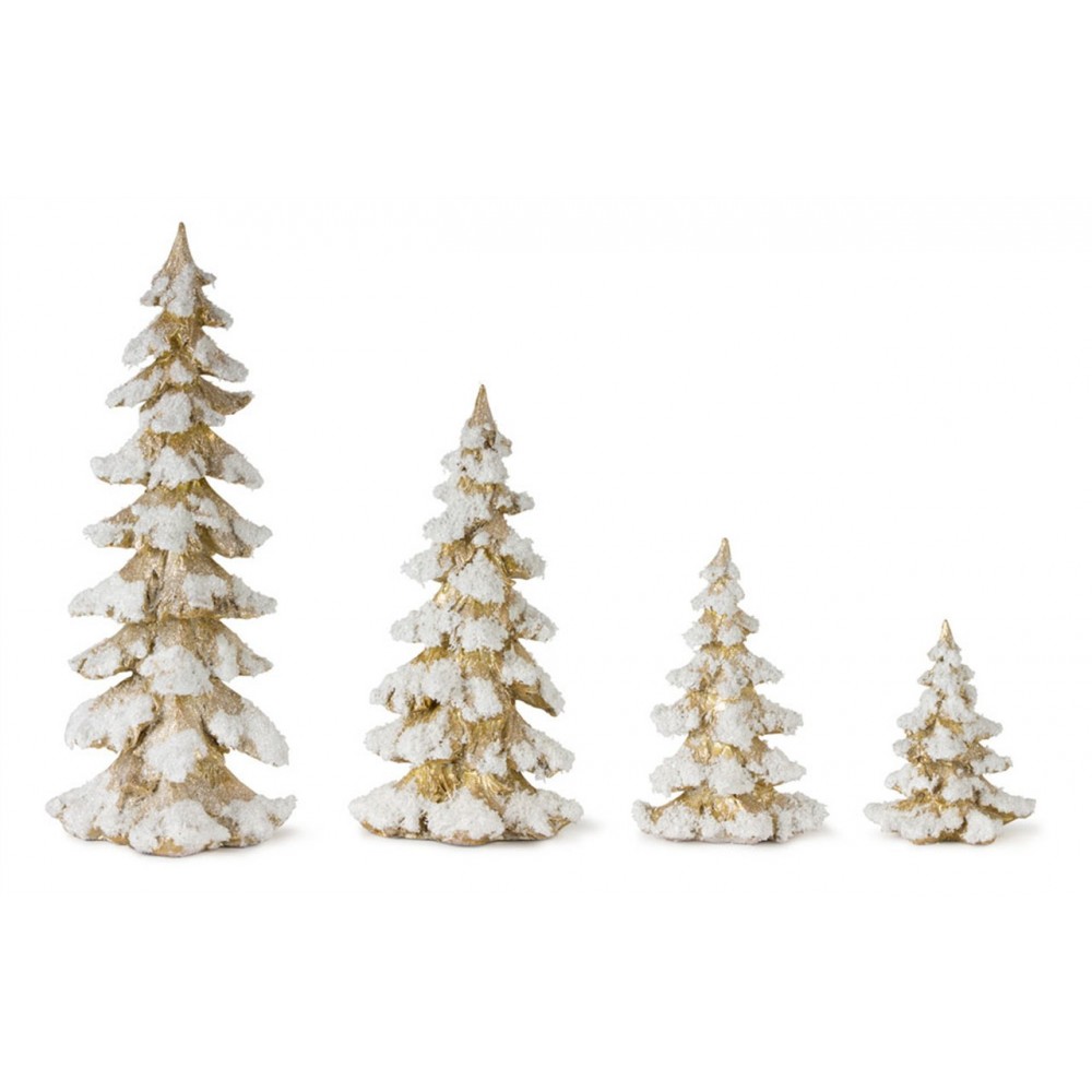 Tree (Set Of 4) 6.5"H, 9"H, 13.25"H, 18"H Resin, Gold, White