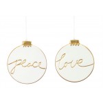 Love And Peace Ornament (Set Of 12) 5"H Ceramic