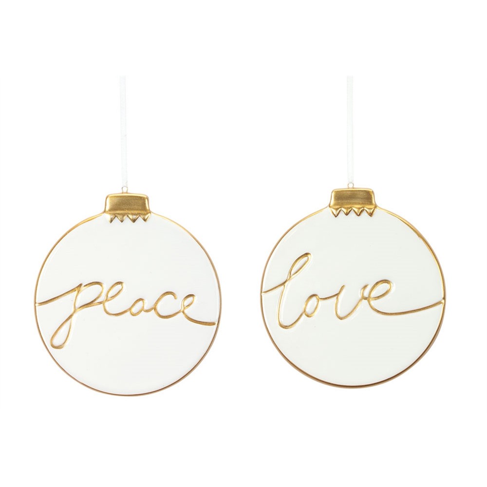 Love And Peace Ornament (Set Of 12) 5"H Ceramic