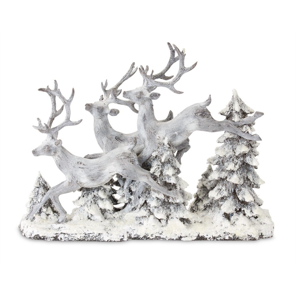 Deer And Trees 16"L x 12.5"H Resin