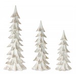 Tree (Set Of 3) 15"H, 18.5"H, 24"H Resin, White, Brown