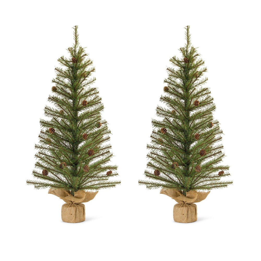 Pine Tree 3'H (Set Of 2) Pvc/Metal