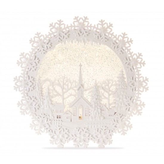 Church Scene Snow Globe 12.25"H Plastic 6 Hr Timer