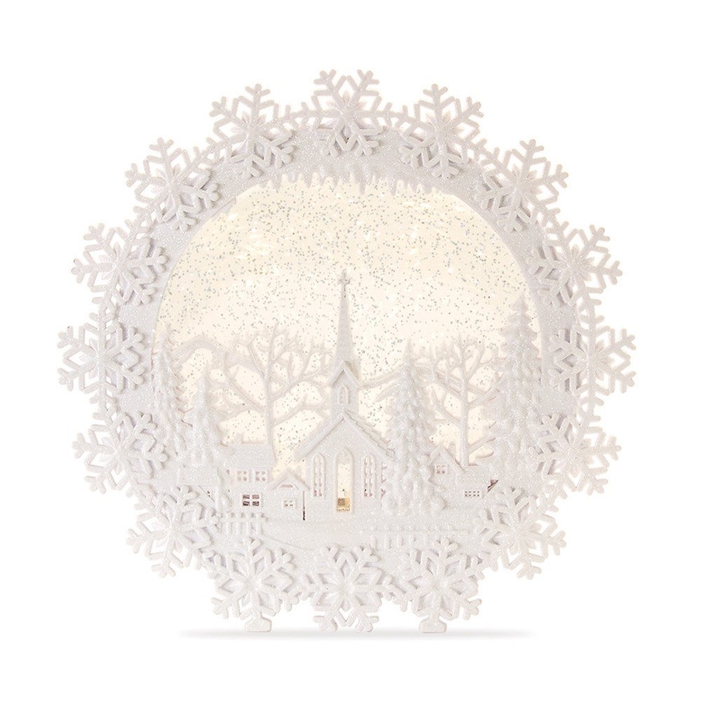 Church Scene Snow Globe 12.25"H Plastic 6 Hr Timer