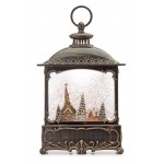 Snow Globe Lantern W/Church 12"H Plastic 6 Hr Timer