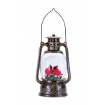 Snow Globe Lantern W/Cardinal 11.5"H Plastic 6 Hr Timer