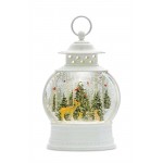 Snow Globe Lantern W/Deer 11.5"H Plastic 6 Hr Timer