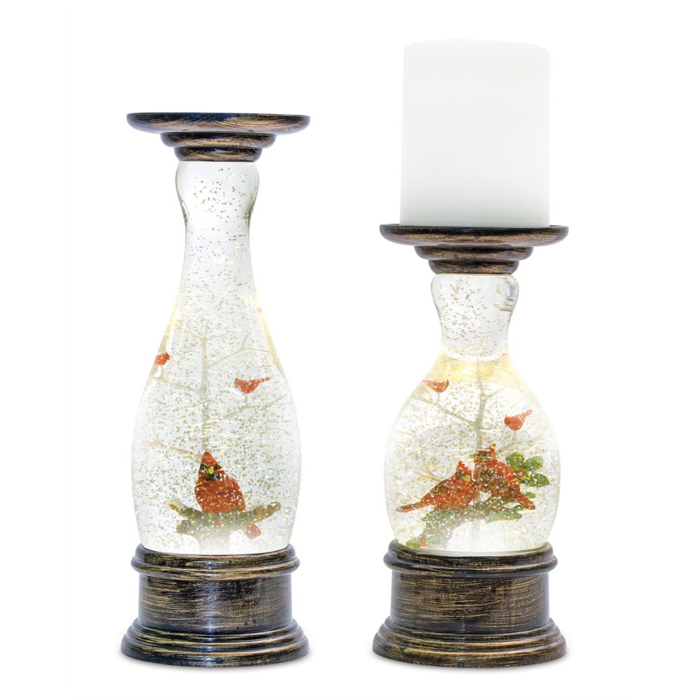 Snow Globe Candle Holder (Set Of 2) 8.5"H, 11"H Plastic 6 Hr Timer