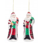 Santa Ornament (Set Of 6) 7.25"H Glass