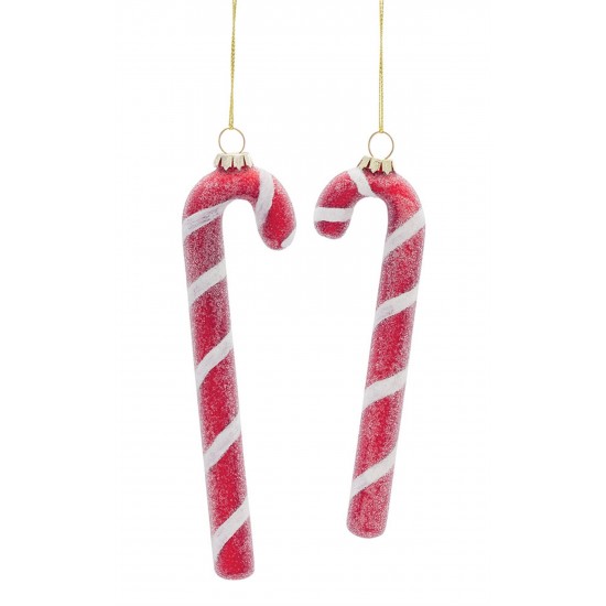 Candy Cane Ornament (Set Of 12) 6.5"H, 7.25"H Glass