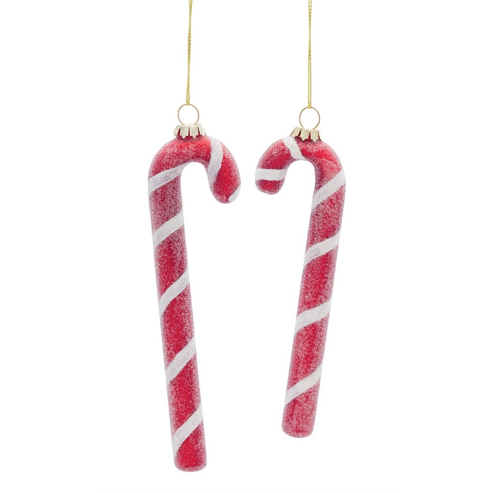 Candy Cane Ornament (Set Of 12) 6.5"H, 7.25"H Glass