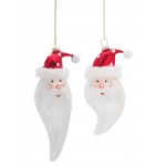 Santa Head Ornament (Set Of 6) 6.25"H, 7"H Glass