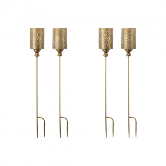 Garden Stake (Set Of 4) 40"H Metal, Gold