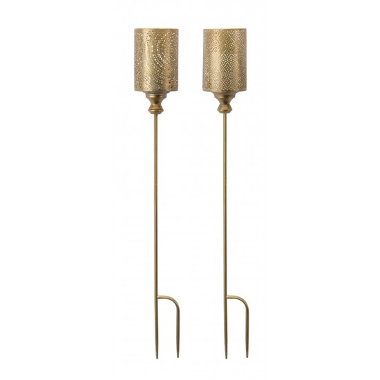 Garden Stake (Set Of 4) 40"H Metal, Gold